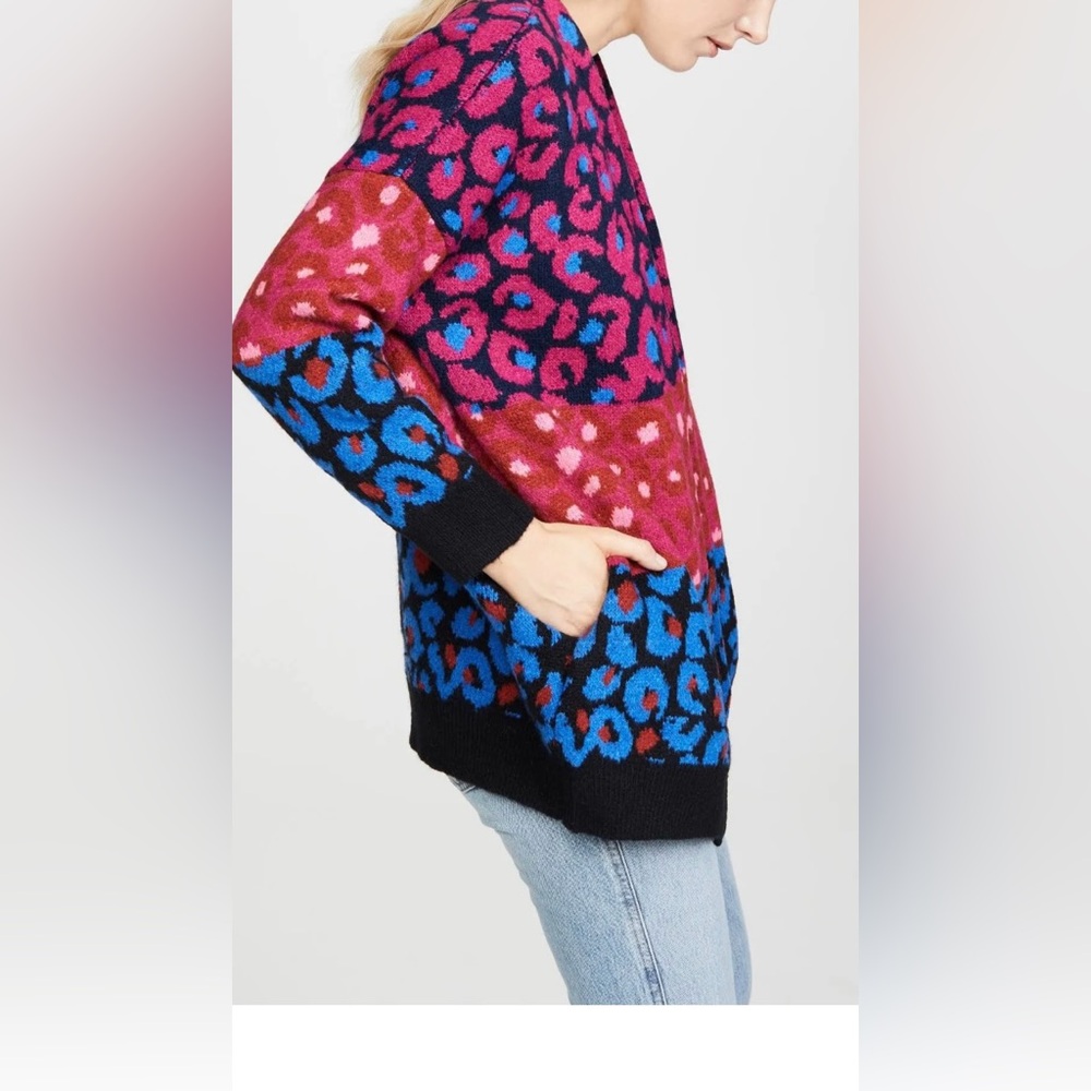 Farm Rio Women’s Mixed Leopard Cardigan Sweater Mixed Leopard Small Multicolor - Picture 7 of 15